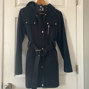 Women’s wool hooded and belted coat